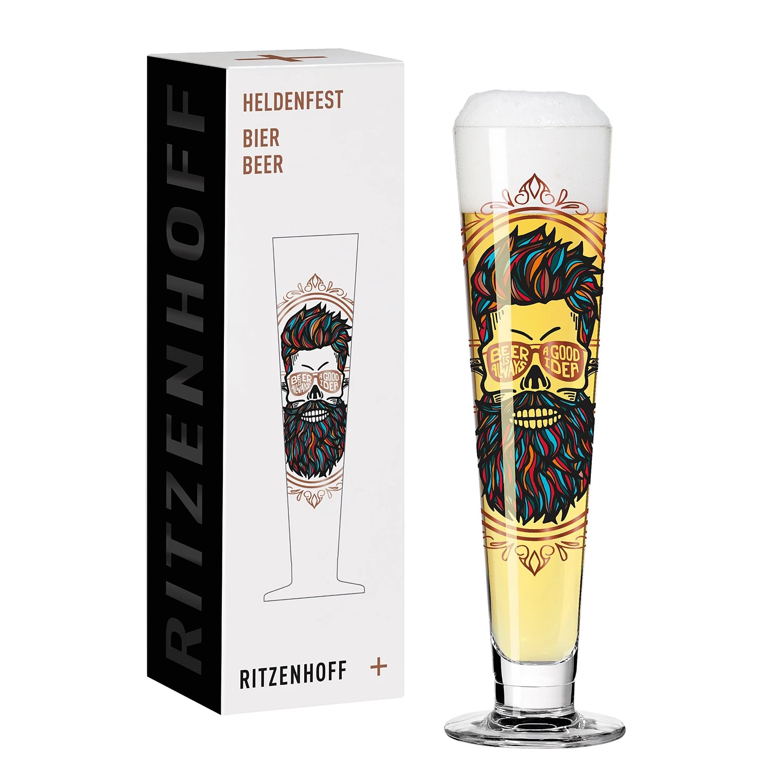 Ritzenhoff Verre à bière Heldenfest Hipster - Verre cristallin - Transparent / Noir - Contenance : 0,39 L 4 Ritzenhoff Verre à bière Heldenfest Hipster - Verre cristallin - Transparent / Noir - Contenance : 0,39 L – Image 2