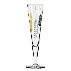Ritzenhoff Flûte à champagne Goldnacht Feathers - Verre cristallin - Transparent / Platine - Contenance : 0,2 L