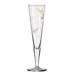Ritzenhoff Flûte à champagne Goldnacht Birds - Verre cristallin - Transparent / Doré - Contenance : 0,2 L