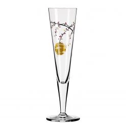 Ritzenhoff Flûte à champagne Goldnacht Cerisier - Verre cristallin - Transparent / Doré - Contenance : 0,2 L
