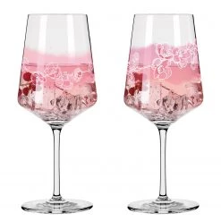Ritzenhoff Verres apéritif Sonnet I (lot de 2) - Verre cristallin - Transparent / Rose - Contenance : 0,54 L