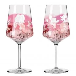 Ritzenhoff Verres apéritif Sonnet III (lot de 2) - Verre cristallin - Transparent / Rose - Contenance : 0,54 L