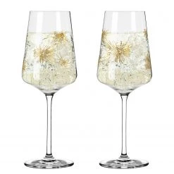 Ritzenhoff Flûtes à champagne Cristal (lot de 2) - Verre cristallin - Doré / Blanc - Contenance : 0,4 L