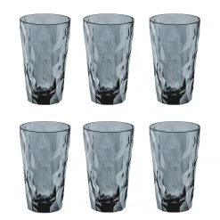 Koziol Verres Club No. 6 (lot de 6) - Matière plastique - 0,3 L - Gris