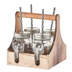 Zeller Panier à verres Iono (5 éléments) - Verre - Transparent - Panier : 20 cm x 22 cm x 22 cm