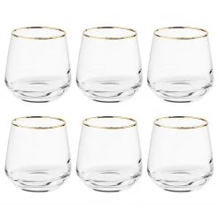 Promos Verres Magasin 7 Butlers Verres TOUCH OF GOLD (lot de 6) - Verre transparent - Translucide