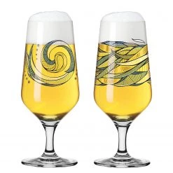 Ritzenhoff Verres à bière #2 Brauchzeit (lot de 2) - Verre cristallin - Doré / Noir