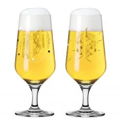 Ritzenhoff Verres à bière #1 Brauchzeit (lot de 2) - Verre cristallin - Doré / Blanc